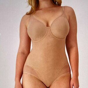 NWTS HANES 36B Nude Ultra Light Body Shaper with Underwire Bra Built in #6552